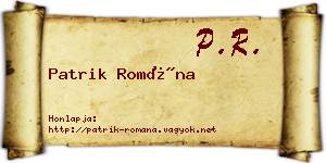 Patrik Romána névjegykártya